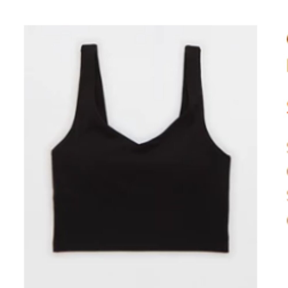 OFFLINE By Aerie Real Me Low Key Longline Sports Bra True Black XXS
